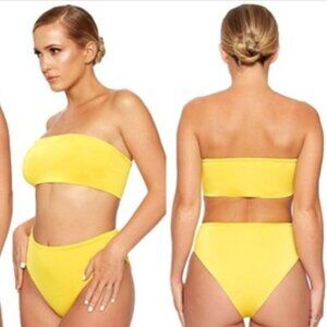 Naked Wardobe Yellow Bikini Set | Size Large | Bandeau Top | 2 piece swimsuit
